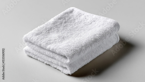 Soft Hand Towel Mockup Neatly Folded on Clean White Background – Minimalist Textile and Bathroom Decor Display