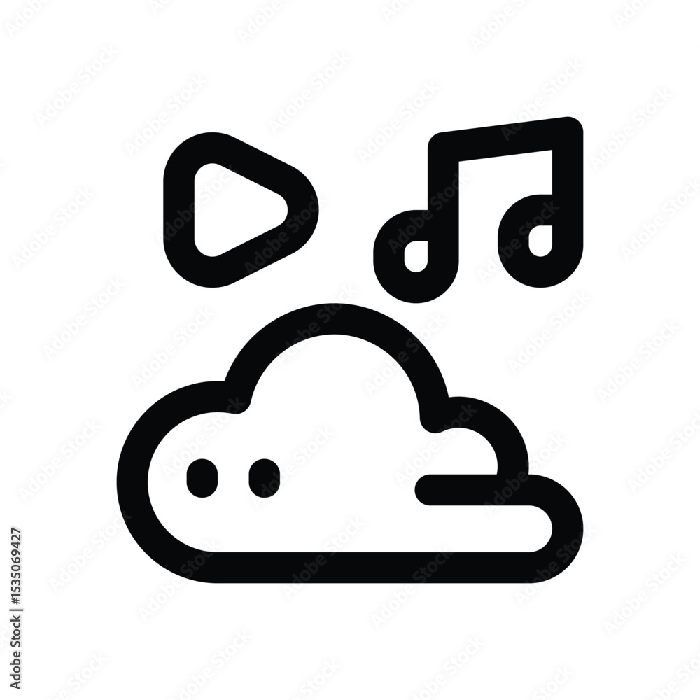 cloud music line icon. Clean and minimalist vector icon for websites, mobile apps, presentations, and logos. Fully scalable and customizable for any project. cloud music line icon. Clean and minimalist vector icon for websites, mobile apps, presentations, and logos. Fully scalable and customizable for any project.