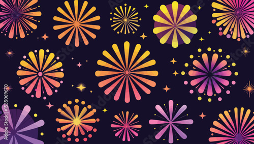 Colorful Fireworks Display on Dark Background for Celebrations and Festive Occasions