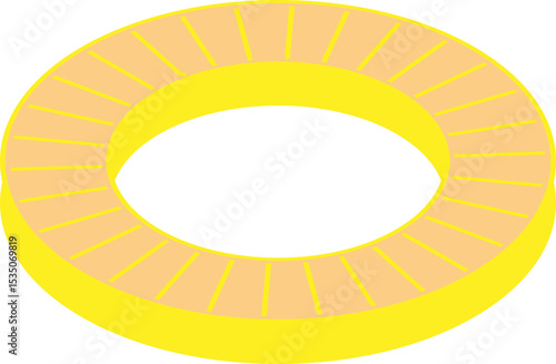 노란색과 주황색으로 된 도넛 모양의 원형 링 또는 튜브 일러스트
