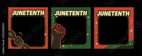 Juneteenth Freedom Day Vector Template Set. Black History Month Celebration Banner Design for Social Media and Online Events