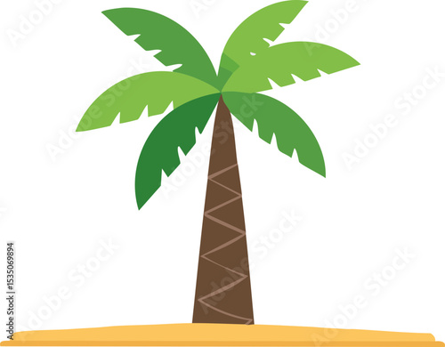 모래 위에 서 있는 야자수 나무 일러스트
