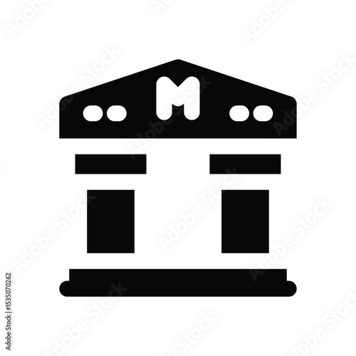 museum glyph icon. Strong and solid vector icon for websites, mobile interfaces, presentations, and visual branding. High quality and easy to edit.