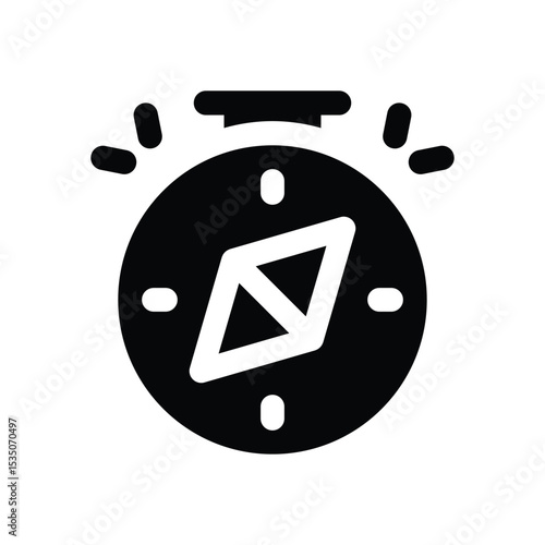 compas glyph icon. Strong and solid vector icon for websites, mobile interfaces, presentations, and visual branding. High quality and easy to edit.