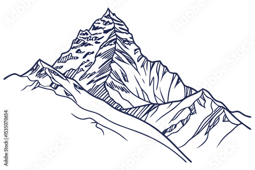 Mount Everest Himalaya Landmark Line Art Drawing