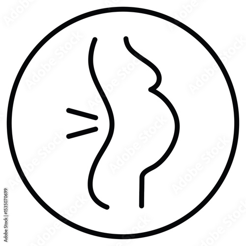 Pregnant woman backache icon Outline isolated logo mark