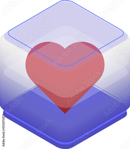 하트 장식의 붉은색 직사각형 프레임