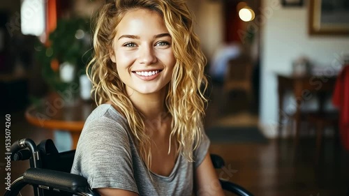 Beautiful woman in wheelchair with spinal injury.