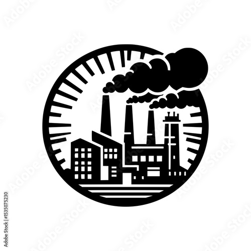 Industrial factory pollution emblem design