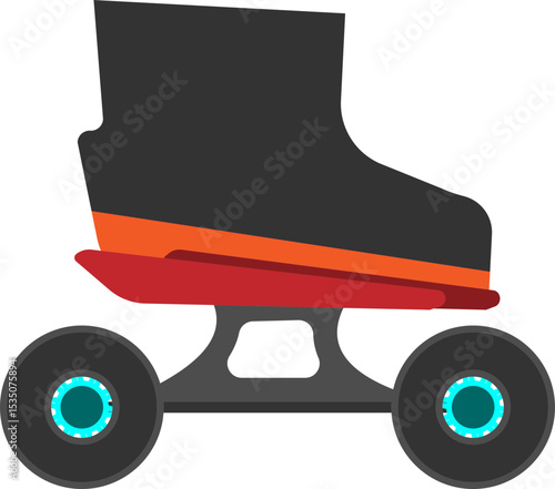 레트로 스타일 쿼드 롤러스케이트 일러스트