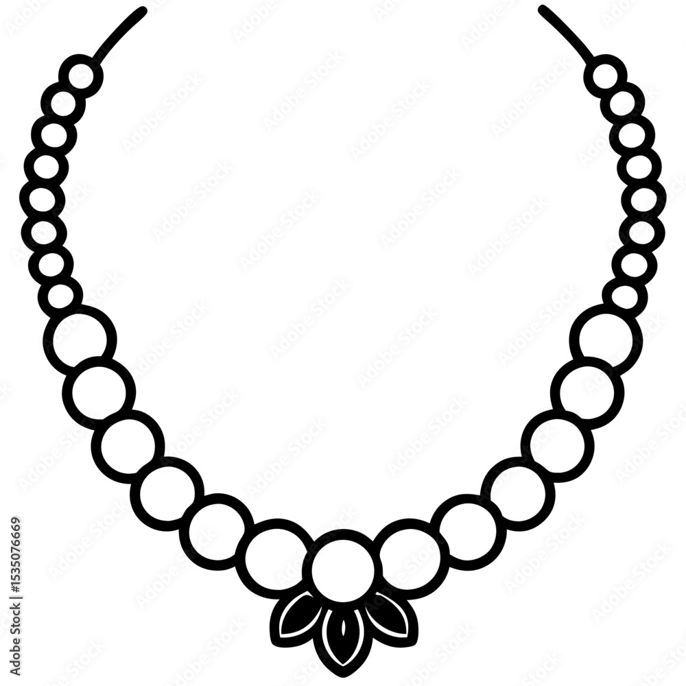 Fototapeta premium Elegant Pearl Choker Line Art