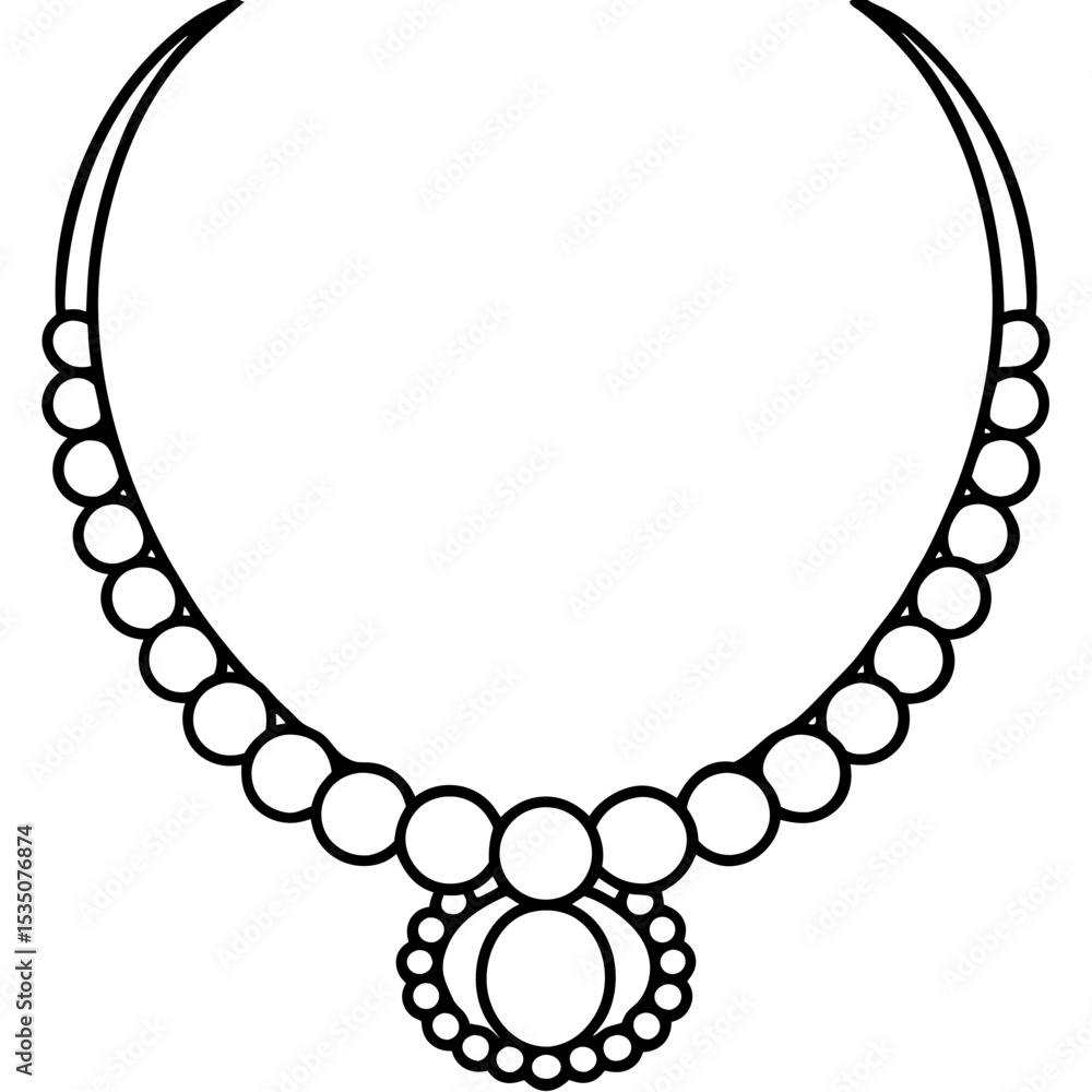 Obraz premium Elegant Pearl Choker Line Art