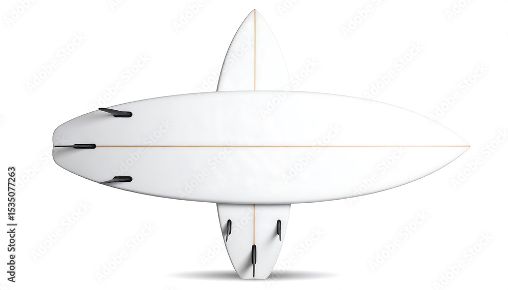 Fototapeta premium Top view of a white surfboard