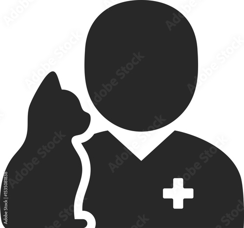 Veterinarian solid icon used in pet care, animal health, and veterinary profession design themes.
