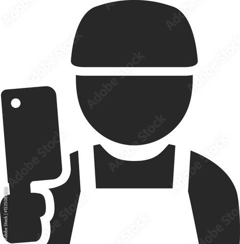 Butcher solid icon used in meat cutting, food preparation, and culinary profession design themes.