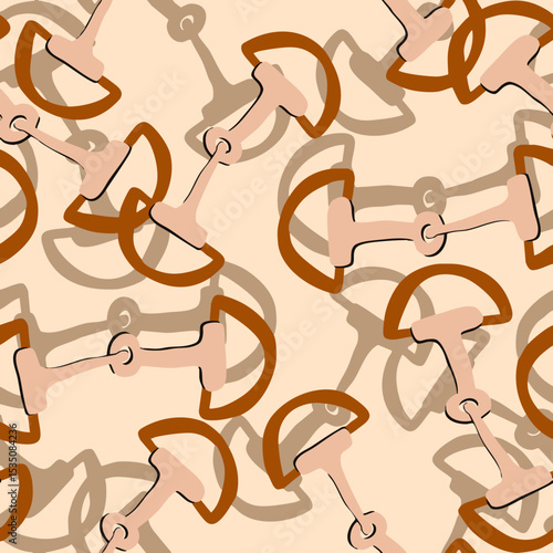 Abstract Hand Drawing Horse Bit Chains Seamless Vintage Vector Pattern Isolated Background
