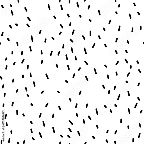 Seamless hand drawn black dash pattern on white background abstract minimal geometric texture vector illustration background design with irregular dashed lines repetition