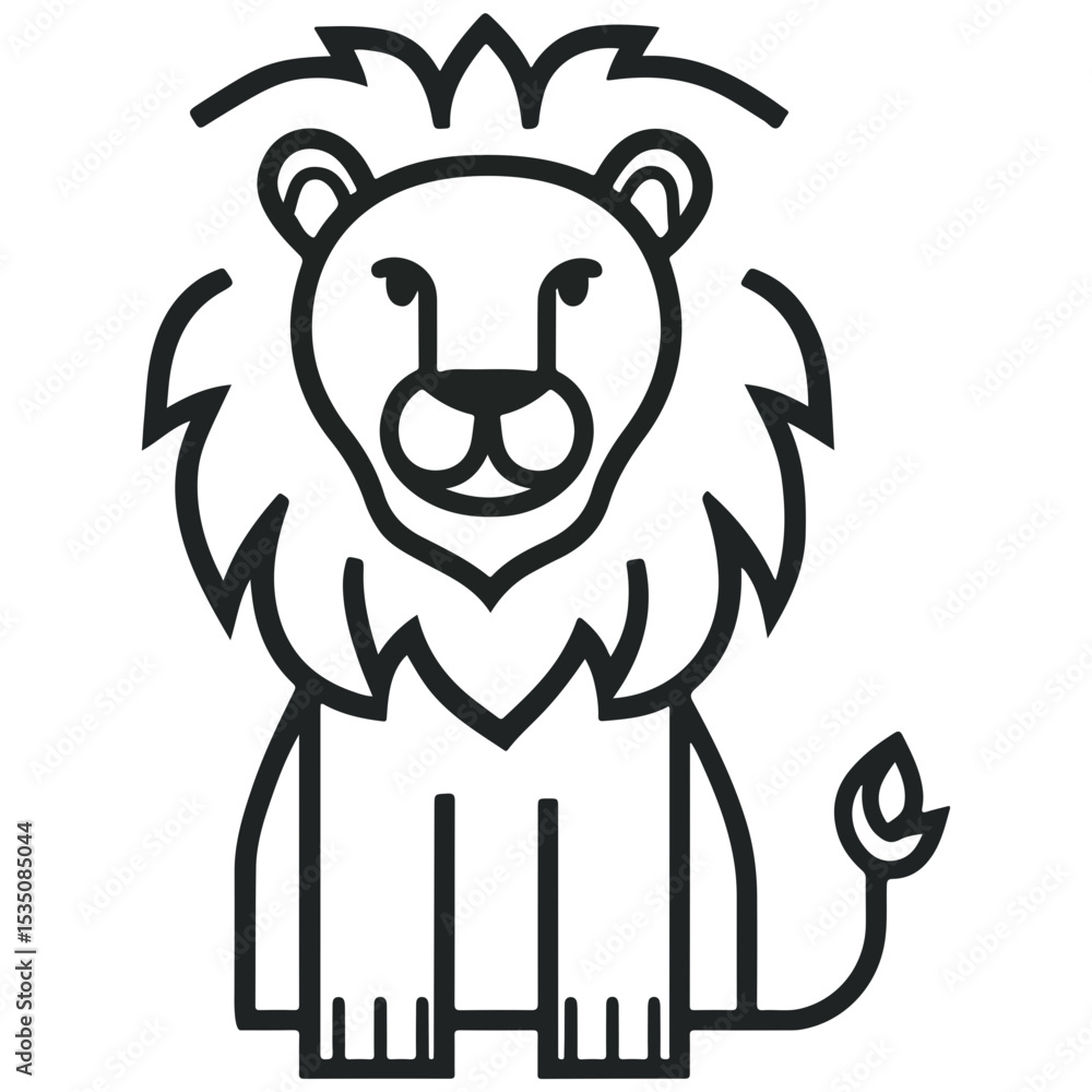 Obraz premium lion, animal, vector, transparent background, creature, panthera leo, mammal, wildlife, feline, predator, icon, beast, symbol, king, isolated, carnivore, wild, big, nature, safari, zoo
