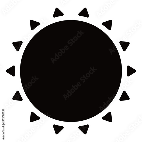 太陽のイラスト素材-2　無地　コピースペースあり　背景透過　モノクロ