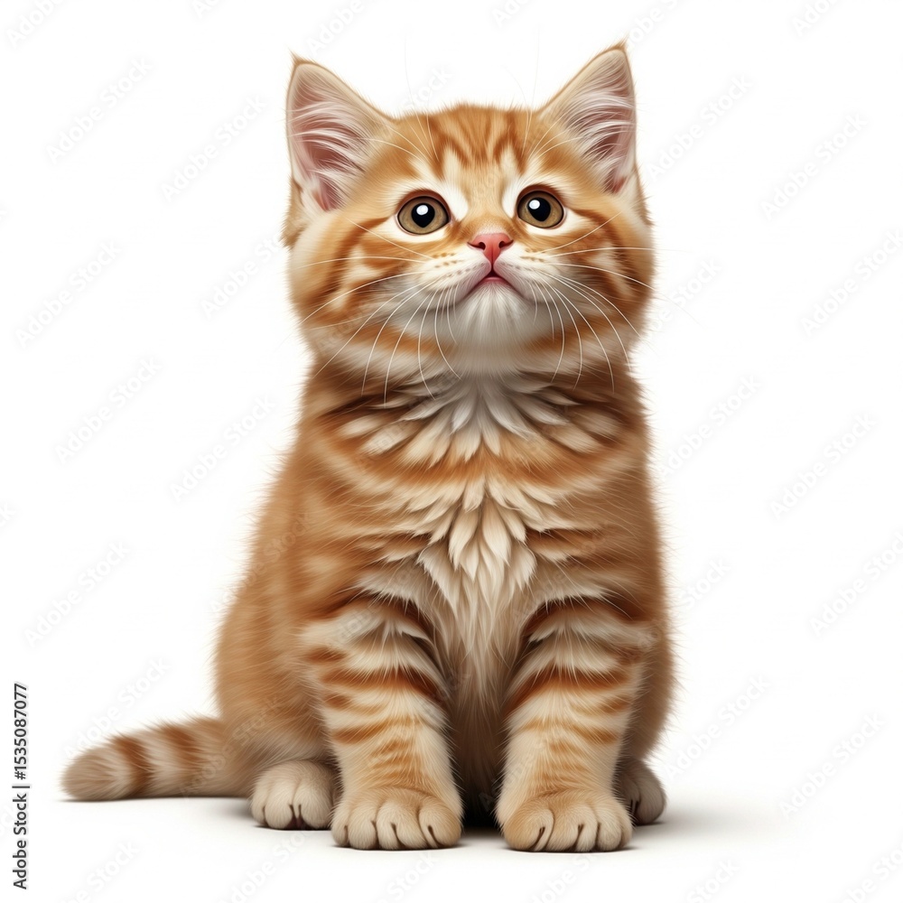 Cute Baby Kitten Looking Up – Isolated on White Background Cute Baby Kitten Looking Up – Isolated on White Background