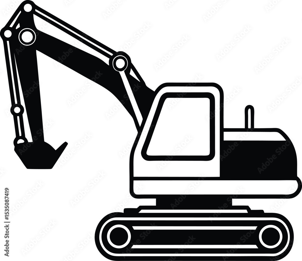 excavator on a white excavator on a white