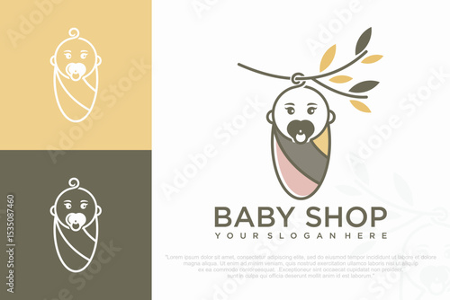 Child Care Logo symbol with baby vector illustration