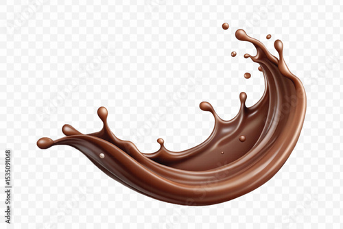 abstract 3d smooth liquid chocolate splash in different style isolated on transparent background