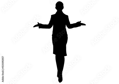 両手を広げる女性のシルエット