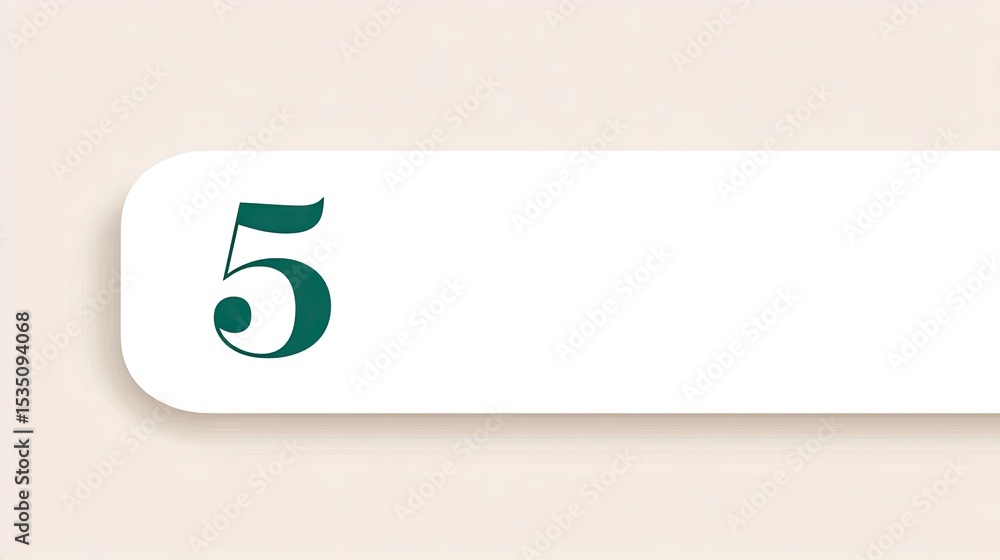 Number Five in Bold Serif Font Against Pale Background Number Five in Bold Serif Font Against Pale Background