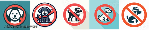 dog prohibition image vector style flatdesign simple and minimalist logo