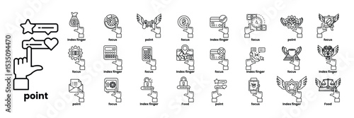 collection of icons for various things including a hand pointing