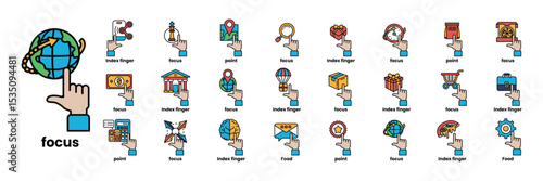 collection of icons for various things including a hand pointing