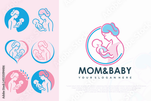 Set of logos of motherhood and childbearing . vector illustration