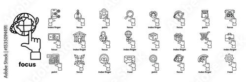 collection of icons for various things including a hand pointing