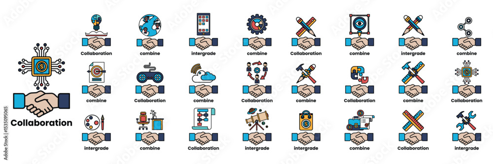 Fototapeta premium Set of illustrations in the concept of Hands of people checking hands and things in line art style