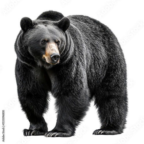 A big black bear isolated on transparent background 