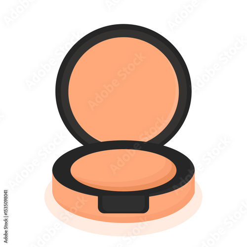 Compact Powder Illustration in Peach Color Compact Packaging, Suitable for Cosmetic Product Design, Makeup Branding, Skincare Promotion, or Flat Beauty Design Elements