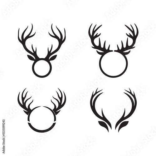 Silhouettes of deer horn head band vector on a white background. 