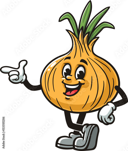 Cartoon onion character with an idea