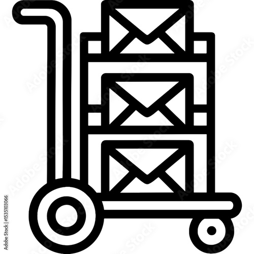 Minimalist mailroom cart icon design