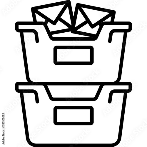 Vector icon of stackable mail bins outline