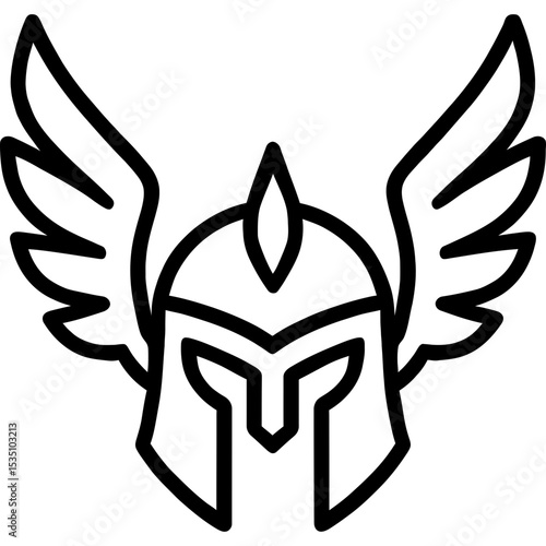 Minimalist valkyrie wings outline icon