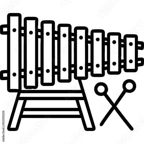 Xylophone outline icon vector
