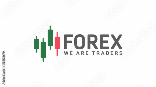 Modern forex trading logo design featuring candlestick chart icons ideal for financial branding and corporate identity projects