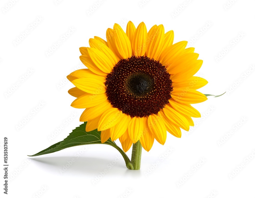 Fototapeta premium Bright sunflower on white