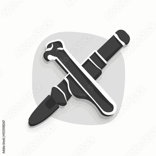 Crossed Knife and Sheath A Minimalist Vector Illustration