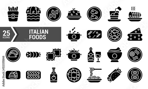 25 Italian Food Glyph Icons for Your Design Projects.