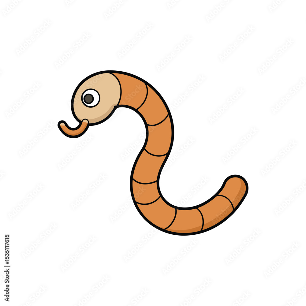 Fototapeta premium Cartoon earth worms icon vector illustration isolated on white