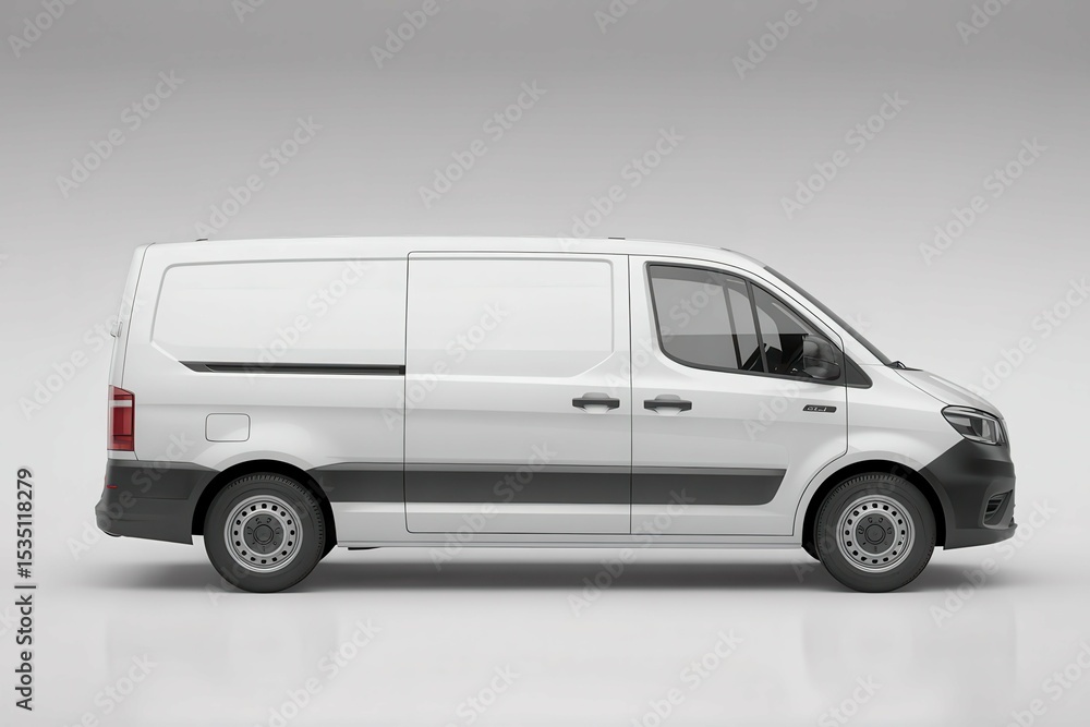 White cargo van side view, with empty blank space for text copy space or mockup design, high detail, 8k White cargo van side view, with empty blank space for text copy space or mockup design, high detail, 8k