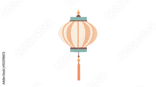 Traditional Chinese Lantern with Tassel and Flame Design